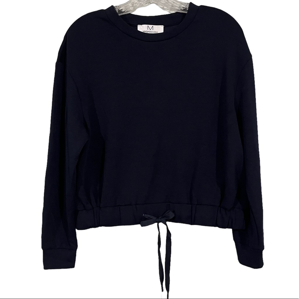 M Magaschoni Size XS dark blue cropped pullover - Picture 1 of 8